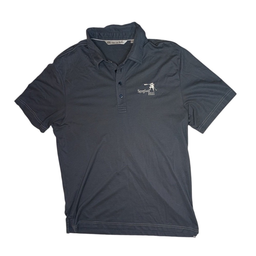 TravisMathew Polo Shirt Mens L Gray Spyglass Hill Golf Short Sleeve Pima Blend